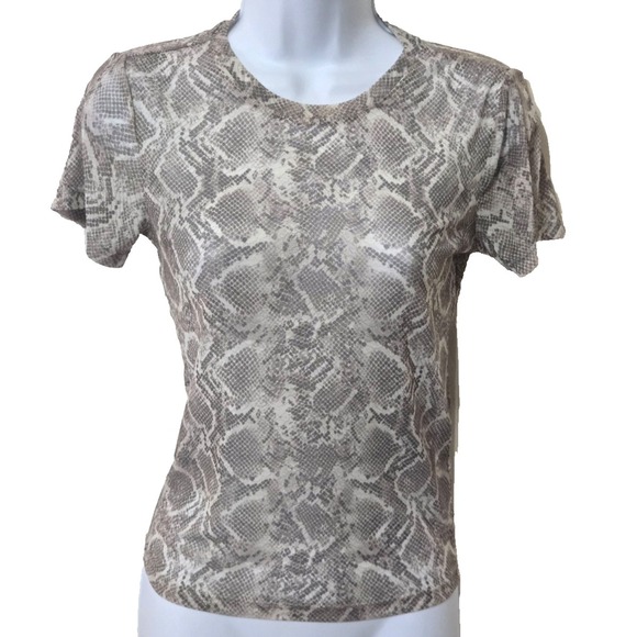 Good American Sweaters - Good American Mesh Snakeskin Print Crewneck Short Sleeve T Women's S NWT‎